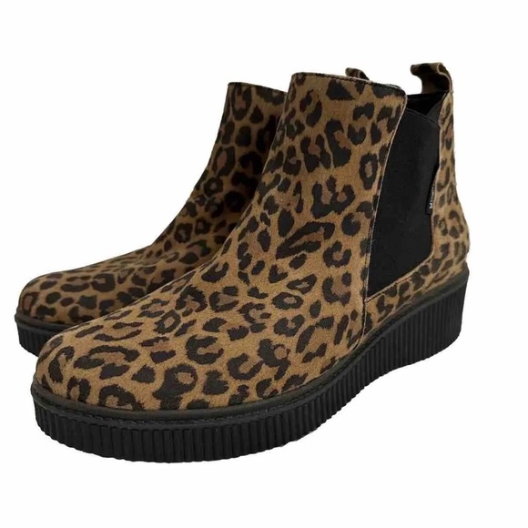 New! Mephisto Emie Brown Leopard Boots US 7 Shoes Animal Print Retail  $399 - Picture 2 of 8